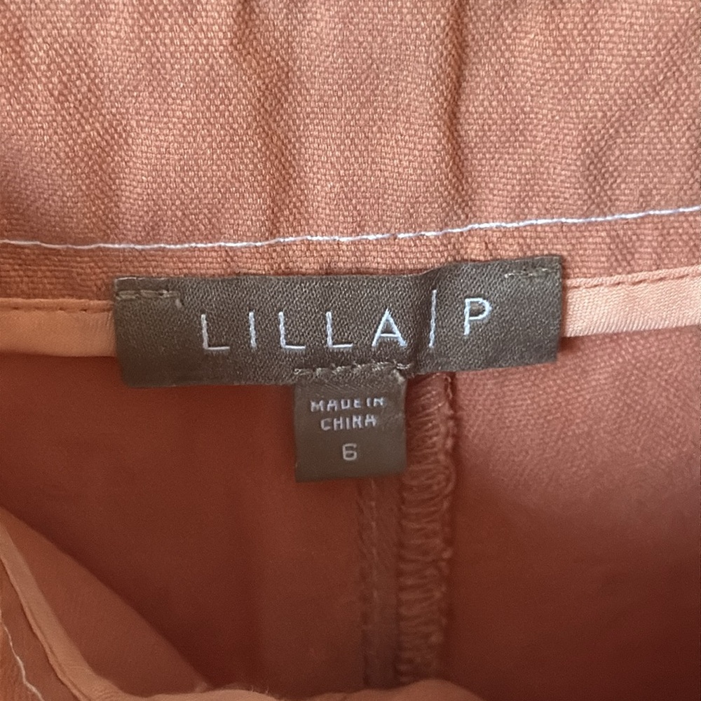 Lilla P Neutral Casual Bronze Cotton Canvas Tie Belt Shorts 6 - Picture 8 of 11